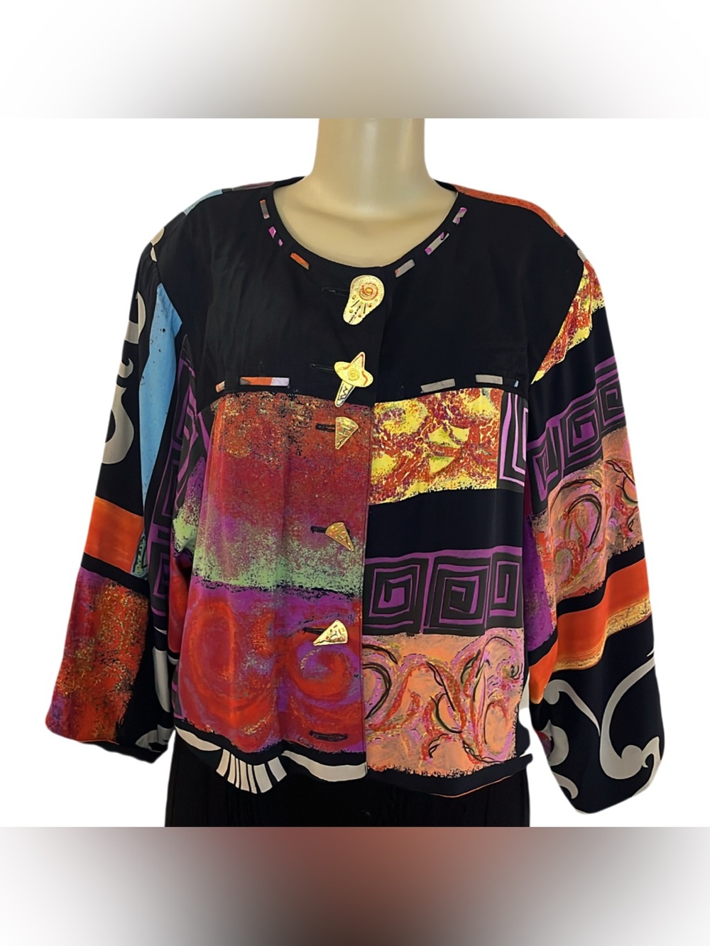Vintage Platinum By Dorothy Schoelen Abstract Cropped Jacket